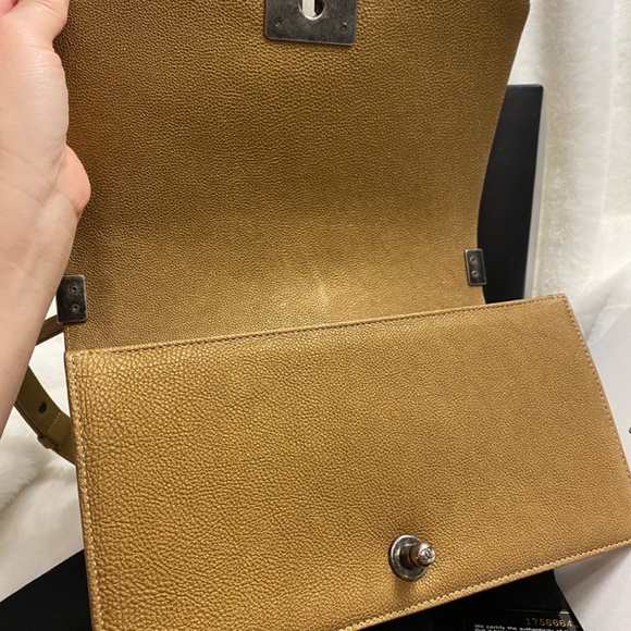 Authentic Chanel calfskin old medium boy in tan color - Picture 13 of 16